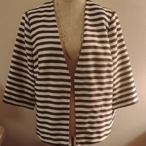 Susina Black and White Striped Open-Front Top